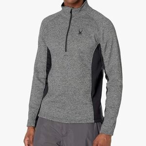 Men's Spyder 1/2 Zip Pullover Fleece Lined Top Polar Grey Size Small